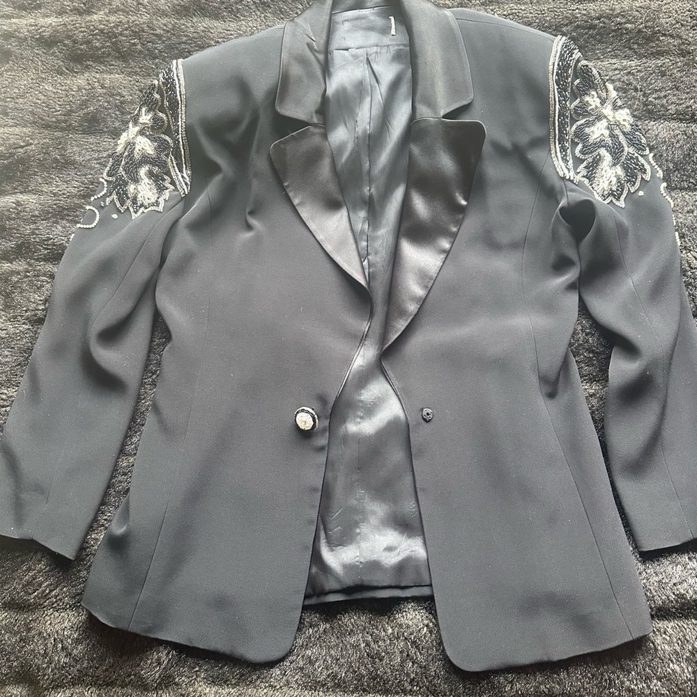 Saint Laurent Black Blazer with Silver Embroidery